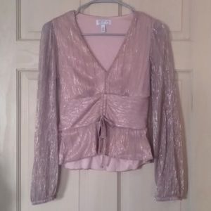 NWOT Sofia jeans small champagne pink long sleeve blouse